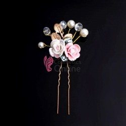 Ace pentru cocuri ACM029 Floricele Colorate cu Strasuri si perle